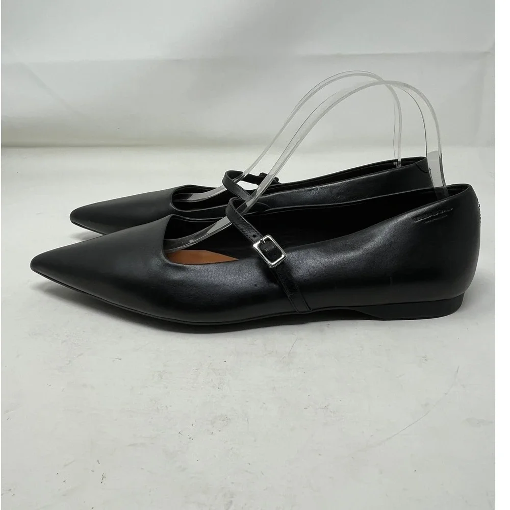 VAGABOND Hermine Womens 10 Black Leather Mary Jane Pointed Toe Flats 5533-001-20